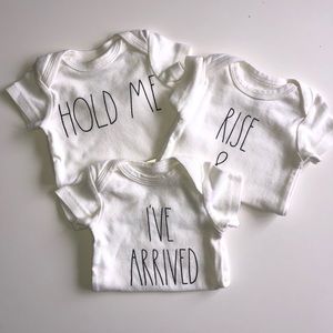 3 Rae Dunn Short-sleeved Onesies 3-6 Months NWoT